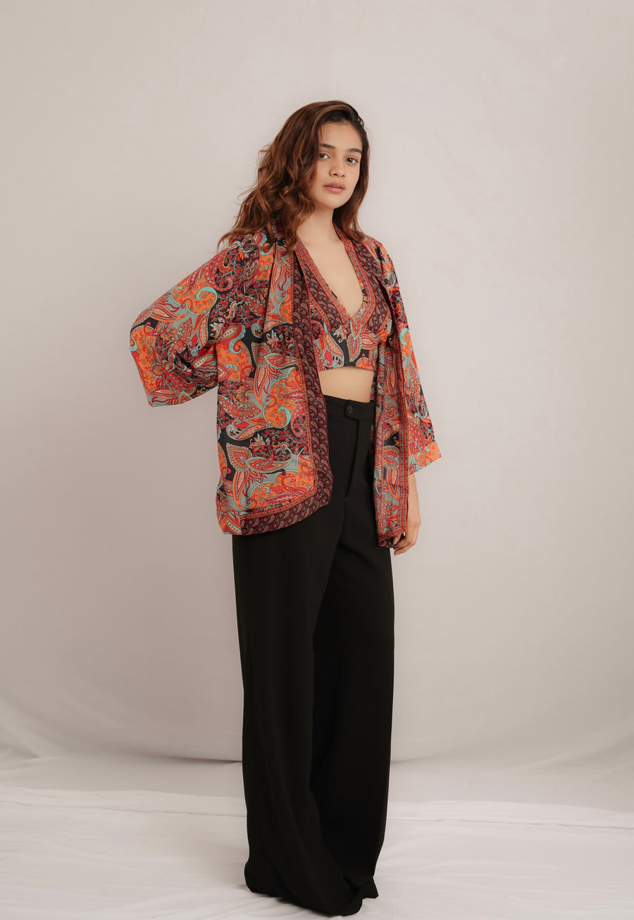 MEXICO HALTERNECK TOP & KIMONO SET