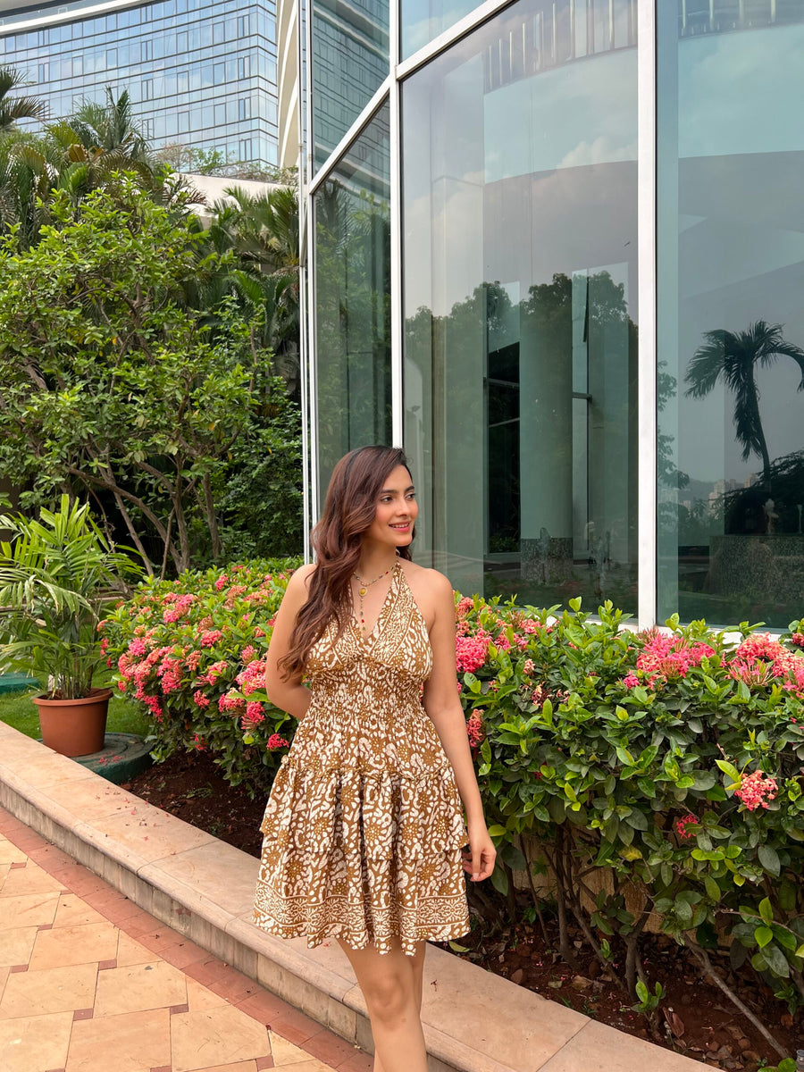 MUSSOORIE HALTERNECK SHORT DRESS