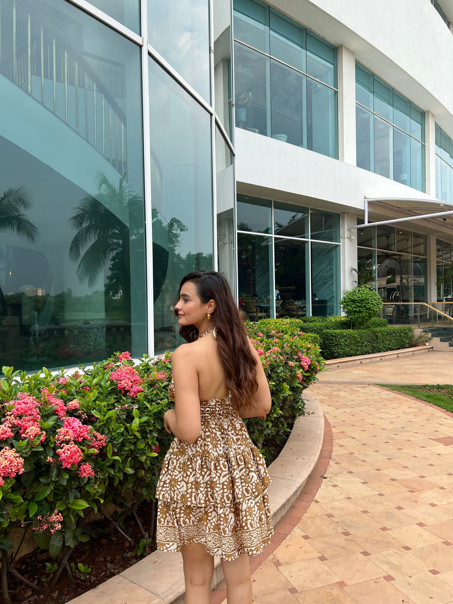 MUSSOORIE HALTERNECK SHORT DRESS